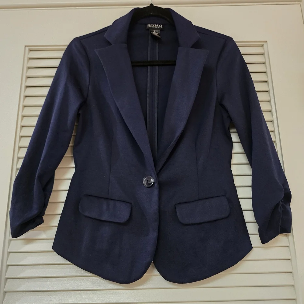 Soho Apparel Ltd - Classic Business Casual Office Navy Blue Blazer Jacket